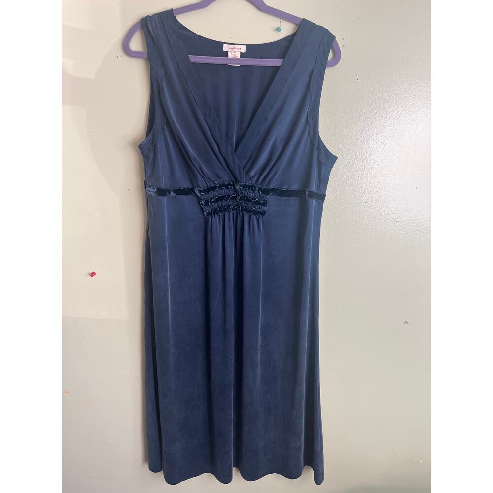 Sundance Sofia silk popover midi dress empire waist ruched velvet, size 14 - Picture 2 of 8